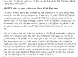 Bài viết của Báo CAND chỉ trích USCIRF, ngày 28/09/2020.